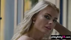 Play Busty Blonde MILF Miky Muse in Classy Solo Striptease with Close-Up Pussy View